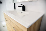 PLYWOOD 900 FLOOR STANDING LIGHT OAK VANITY WITH CERAMIC TOP (AND HANDLES)