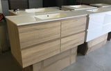 PLYWOOD 1200 NELSON LIGHT OAK WALL HUNG VANITY (SINGLE BASIN) WITH CERAMIC TOP