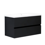 PLYWOOD NELSON 900 DARK OAK WALL HUNG VANITY WITH CERAMIC TOP