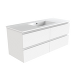 PLYWOOD 1200 WALL HUNG VANITY - WHITE WITH CERAMIC TOP SINGLE BASIN