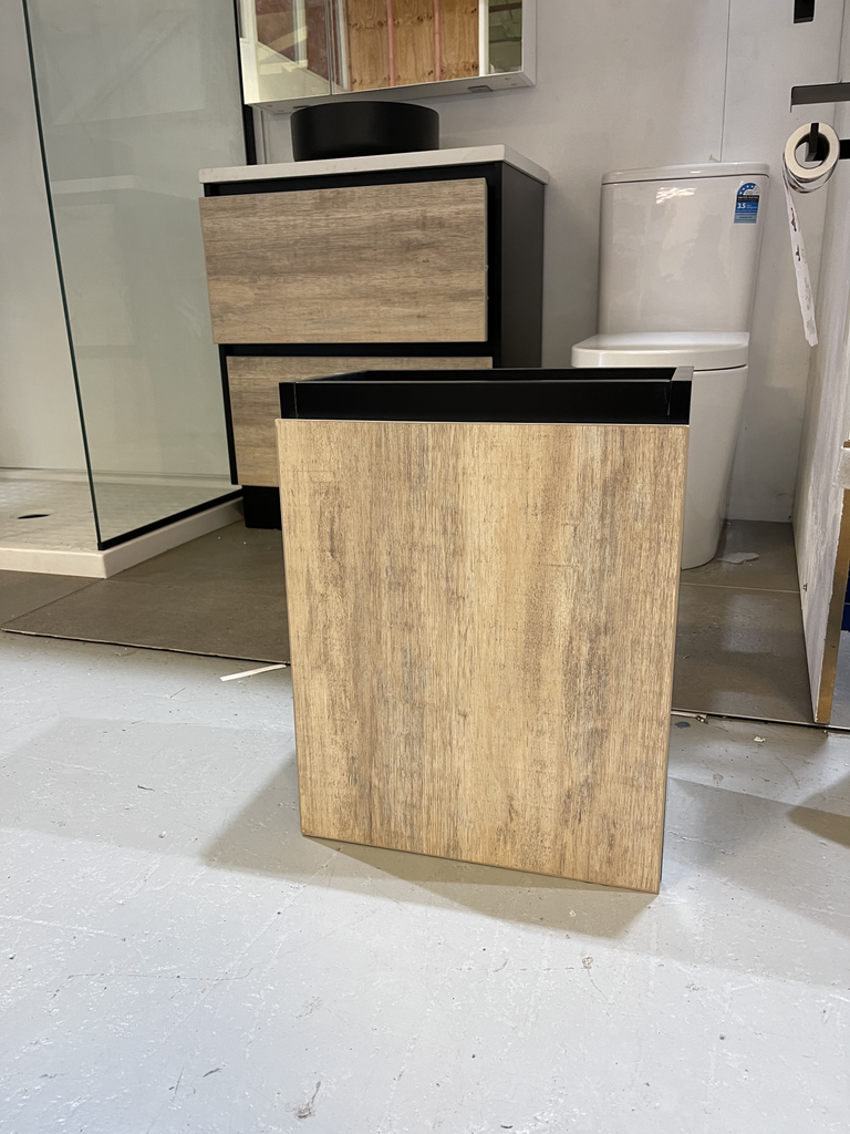 PLYWOOD 400mm BLACK-LIGHTOAK WALLHUNG VANITY WITH CERAMIC TOP