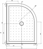 TONDO 1200 x 900 CHROME SHOWER LEFT CORNER, CENTRE WASTE