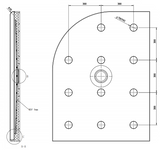 TONDO 1200 x 900 CHROME SHOWER LEFT CORNER, CENTRE WASTE