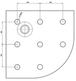 TONDO 900 x 900 BLACK FRAME SHOWER, CORNER WASTE