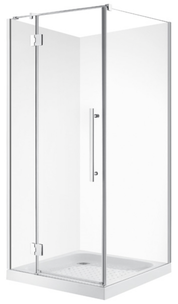 SQUARE 900 x 900 FRAMELESS CHROME SHOWER, CENTRE WASTE