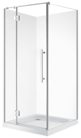 SQUARE 900 x 900 FRAMELESS CHROME SHOWER, CENTRE WASTE