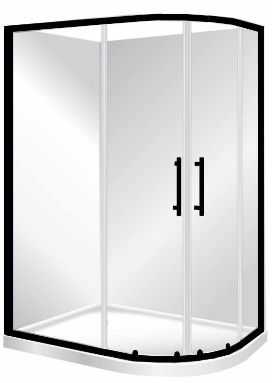 TONDO 1200 x 900 BLACK SHOWER LEFT CORNER, CENTRE WASTE