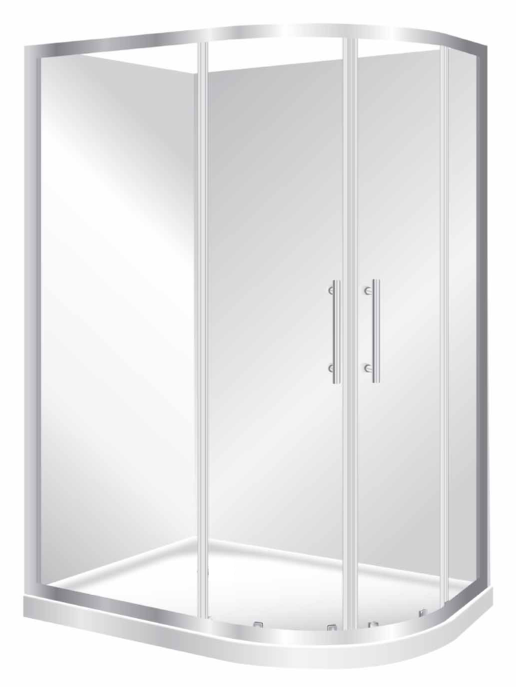 TONDO 1200 x 900 CHROME SHOWER LEFT CORNER, CENTRE WASTE
