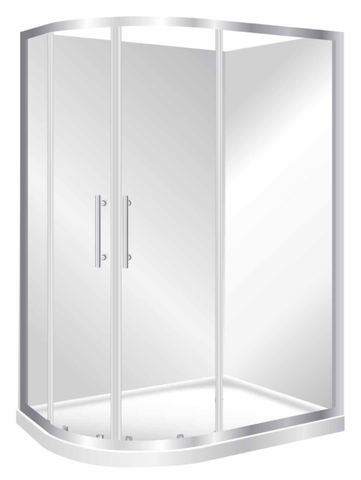 TONDO 1200 x 900 CHROME SHOWER RIGHT CORNER, CENTRE WASTE