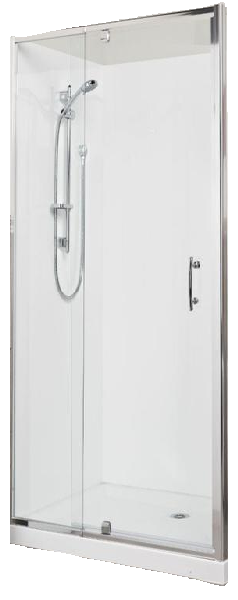 Alcove 900 x 900 Chrome Shower, Corner Waste