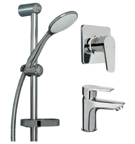 AQUATICA SHOWER SLIDE, SHOWER MIXER AND BASIN MIXER - ALL PRESSURES - Bathroom Clearance