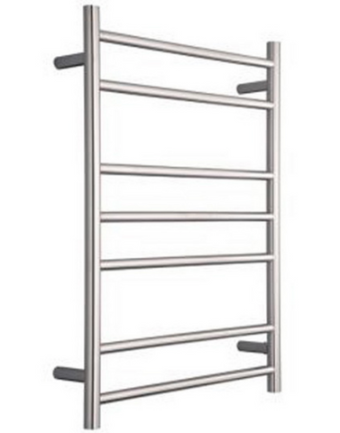 HEATED TOWEL RAIL STAINLESS STEEL - CHROME FINISH 7 BARS ROUND