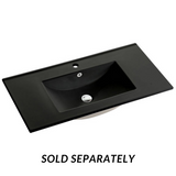 PLYWOOD 900 WALL HUNG VANITY BLACK LIGHT OAK WITH CERAMIC TOP