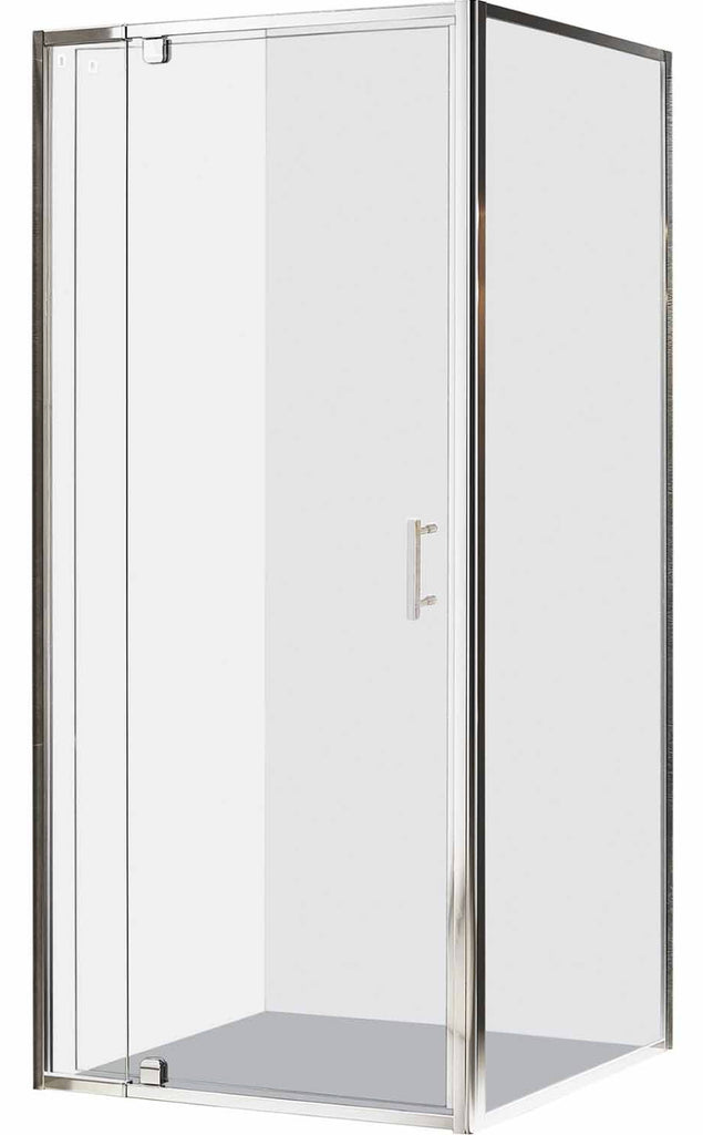 Cubo 900 x 750 Chrome Shower,liner,Corner waste tray with 750mm Door