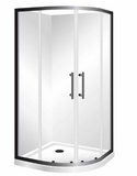 TONDO 900 x 900 BLACK FRAME SHOWER, CORNER WASTE