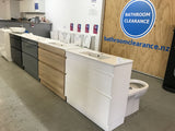 PLYWOOD WHITE GLOSS SLIM VANITY 900x360 WITH CERAMIC TOP - Bathroom Clearance