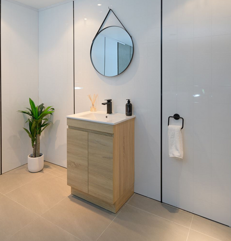 PLYWOOD 600 VANITY FLOOR STANDING WITH CERAMIC TOP - Bathroom Clearance