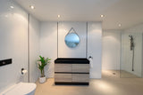 PLYWOOD 1200 FLOOR STANDING VANITY BLACK LIGHT OAK WITH SINGLE BASIN CERAMIC TOP - Bathroom Clearance