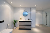 PLYWOOD 1200 FLOOR STANDING VANITY BLACK LIGHT OAK WITH SINGLE BASIN CERAMIC TOP - Bathroom Clearance