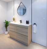 PLYWOOD POLO 1500 LIGHT OAK FLOOR STANDING VANITY (SINGLE BASIN) WITH CERAMIC TOP