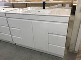 PLYWOOD 1200 WHITE GLOSS VANITY FLOORSTANDING WITH SINGLE BASIN CERAMIC TOP