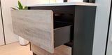 PLYWOOD POLO 600 BLACK AND LIGHT OAK FLOOR STANDING VANITY WITH BLACK CERAMIC TOP