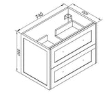 PLYWOOD HAMPTON 750 WALL HUNG VANITY WITH CERAMIC TOP