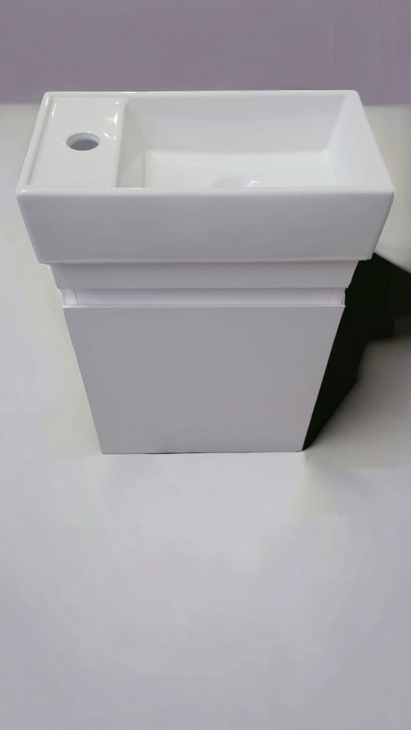 PLYWOOD 400mm PICCOLO WALLHUNG WHITE VANITY WITH CERAMIC TOP