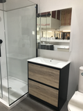 PLYWOOD MIRROR CABINET 750mm 2-Door DARK OAK
