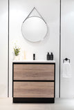 PLYWOOD POLO 1000 BLACK AND LIGHT OAK FLOOR STANDING VANITY WITH CERAMIC TOP