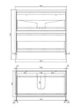 PLYWOOD 900 FLOOR STANDING DARK OAK VANITY WITH CERAMIC TOP - Bathroom Clearance