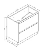 PLYWOOD 900 FLOOR STANDING DARK OAK VANITY BASE ONLY - Bathroom Clearance