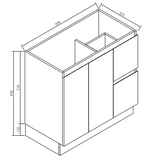 BOSTON 900 Floor Standing Vanity MATTE WHITE with Ceramic Top (2-Doors & 2-Drawers)