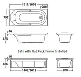 ENGLEFIELD SORRENTO Rectangular Bath 1670mm - Bathroom Clearance