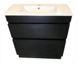 PLYWOOD DARK OAK SLIM VANITY 750x360 WITH CERAMIC TOP - Bathroom Clearance