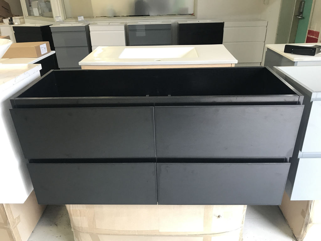 PLYWOOD NELSON 1500 DARKOAK WALL HUNG VANITY (SINGLE BASIN) - BASE ONLY