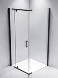 SQUARE 900 x 900 SEMI-FRAMELESS BLACK SHOWER, CENTRE WASTE