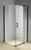 SQUARE 900 x 900 SEMI-FRAMELESS BLACK SHOWER, CORNER WASTE