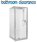 Cubo 900 x 750 Chrome Shower,liner,Corner waste tray with 750mm Door