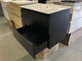 Plywood DARK OAK 750 wall-hung vanity base only with  ceramic top - Bathroom Clearance