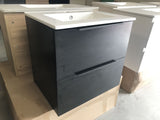 Plywood DARKOAK WALLHUNG 600mmx460mm  2 drawers with with Ceramic top - Bathroom Clearance