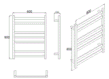 HEATED TOWEL RAIL STAINLESS STEEL - CHROME FINISH 7 BARS SQUARE - Bathroom Clearance