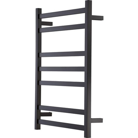 HEATED TOWEL RAIL STAINLESS STEEL - MATTE BLACK FINISH 7 BARS SQUARE - Bathroom Clearance