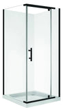 SQUARE 900 x 900 SEMI-FRAMELESS BLACK SHOWER, CENTRE WASTE