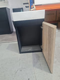 PLYWOOD 400mm BLACK-LIGHTOAK WALLHUNG VANITY WITH CERAMIC TOP